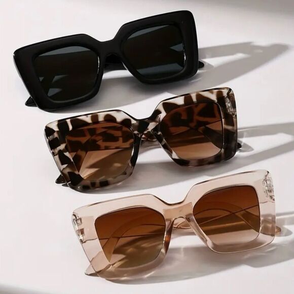 Large Rectangle Cat Eye Sunglasses 3 Piece Set - Picture 4 of 6